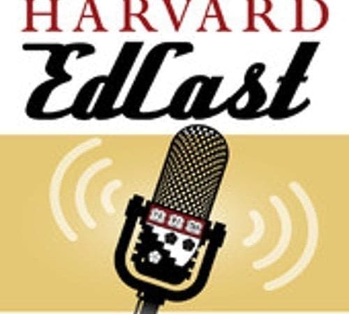 The logo of Harvard EdCast which is a microphone with the Harvard Graduate School of Education shield